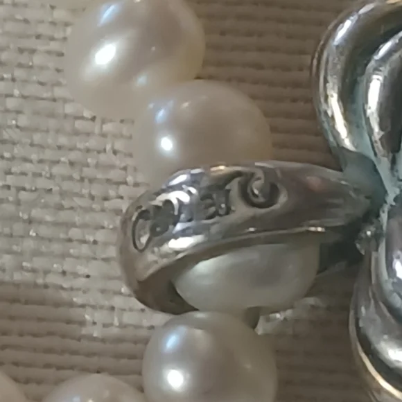 LAGOS Caviar Pearl Necklace with Fluted Heart, SS & 18k, 16" - Picture 5 of 13